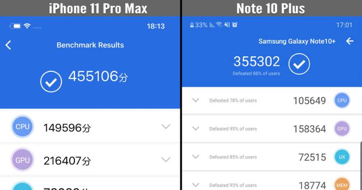 iPhone 11 Pro Max מול Galaxy Note 10 Plus
