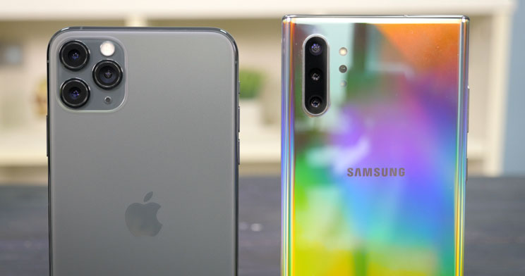 iPhone 11 Pro Max מול Galaxy Note 10 Plus
