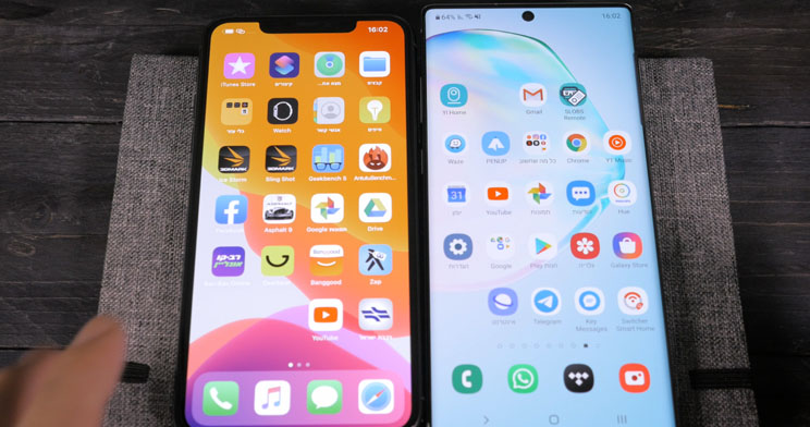 iPhone 11 Pro Max מול Galaxy Note 10 Plus
