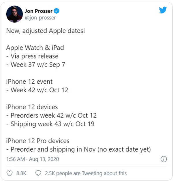 מסתמן: אפל ווטש בספטמבר, אייפון 12 באוקטובר‎